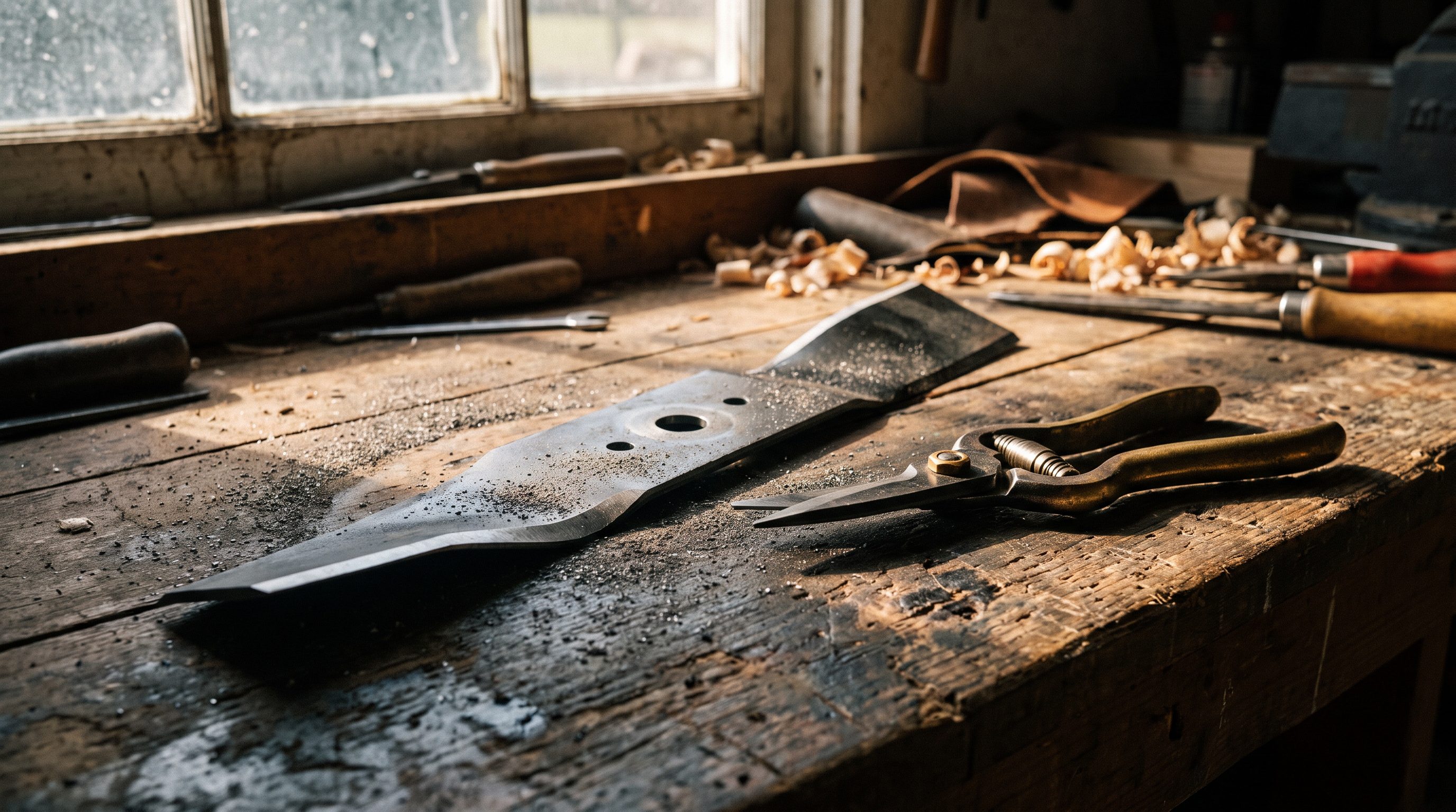 Lawnmower blade and garden shears