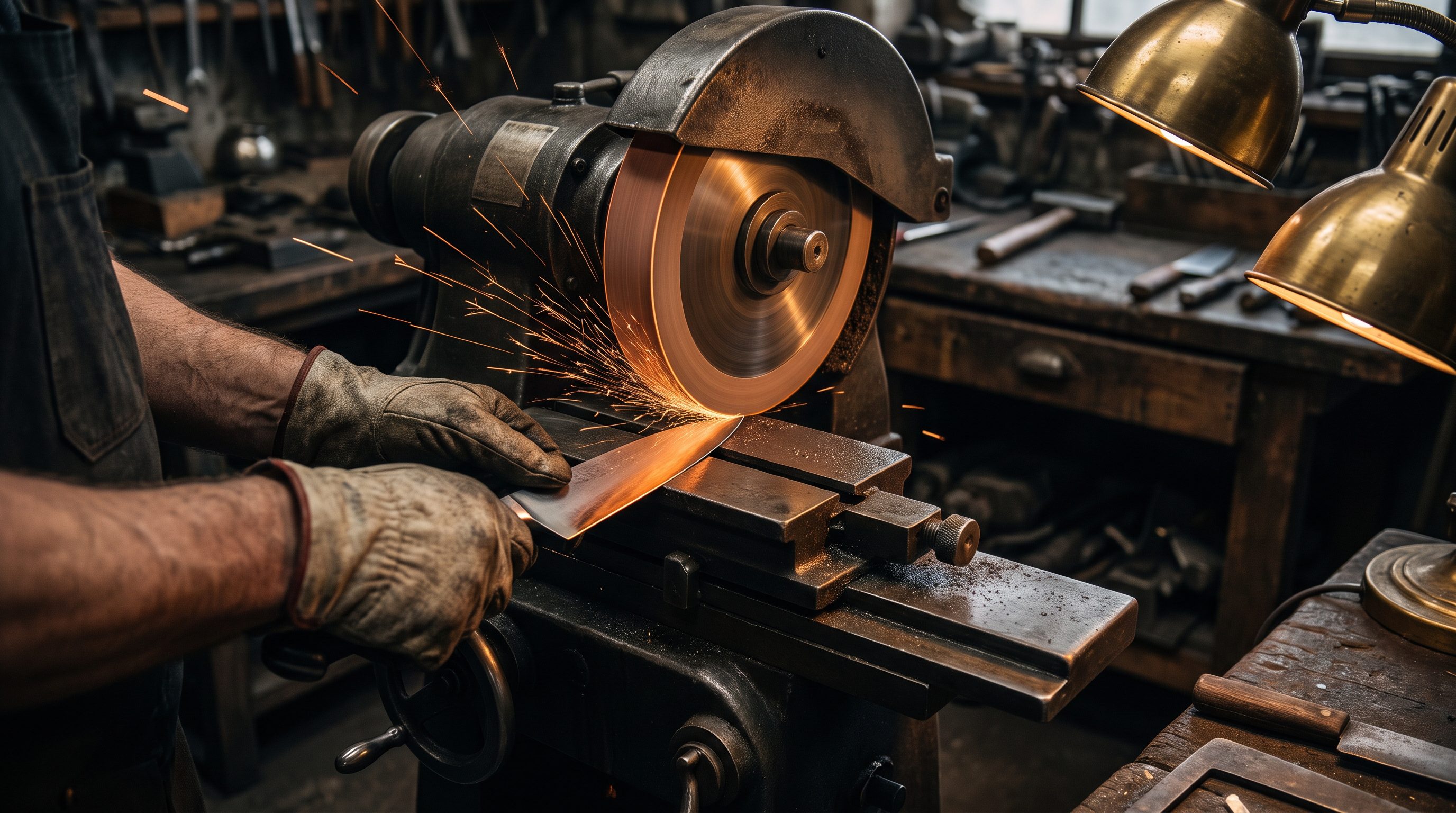 Craftsman sharpening a knife